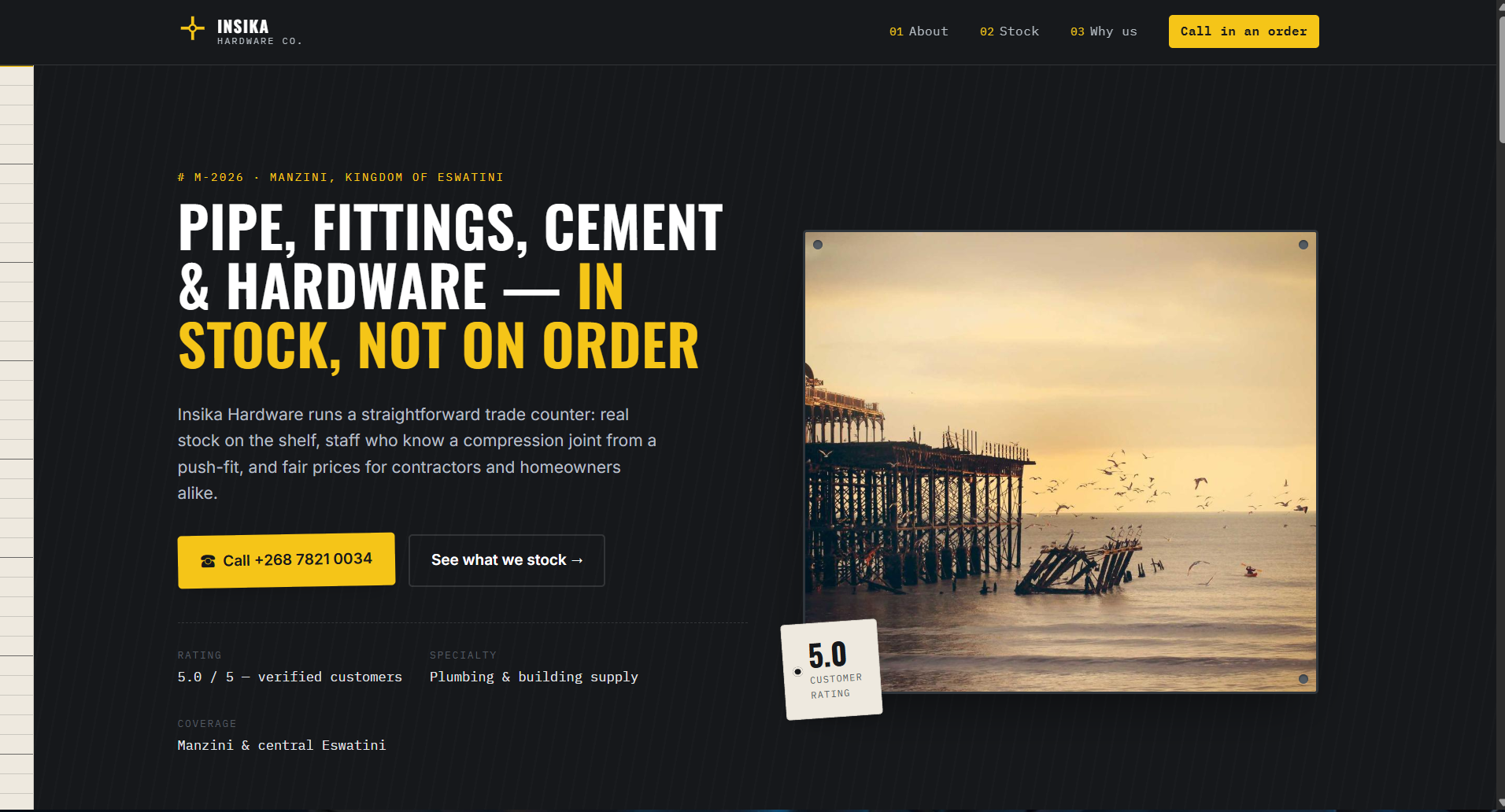 Insika Hardware Co. homepage
