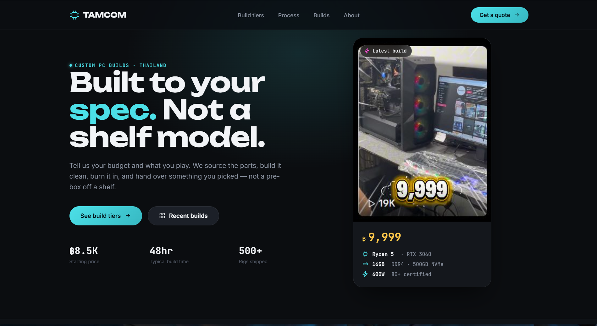 Tamcom custom PC builds homepage
